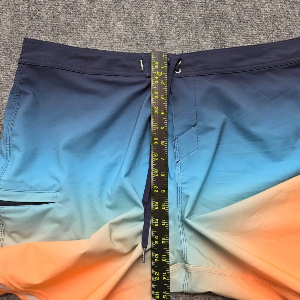O'Neill Hyperfreak Mens Board Shorts Size 42 Blue Orange Ombre Hyperdry Stretch